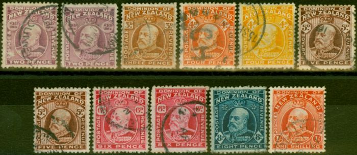 Old Postage Stamp from New Zealand 1909-13 Set of 11 SG388-394 Good Used