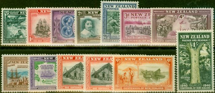 Old Postage Stamp New Zealand 1940 Set of 13 SG613-625 V.F LMM