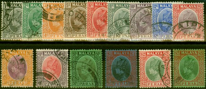 Collectible Postage Stamp Perak 1935-37 Set of 15 SG88-102 V.F.U