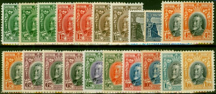 Old Postage Stamp Southern Rhodesia 1931 Extended Set of 21 to 1s6d SG15-24 Fine MM CV £270