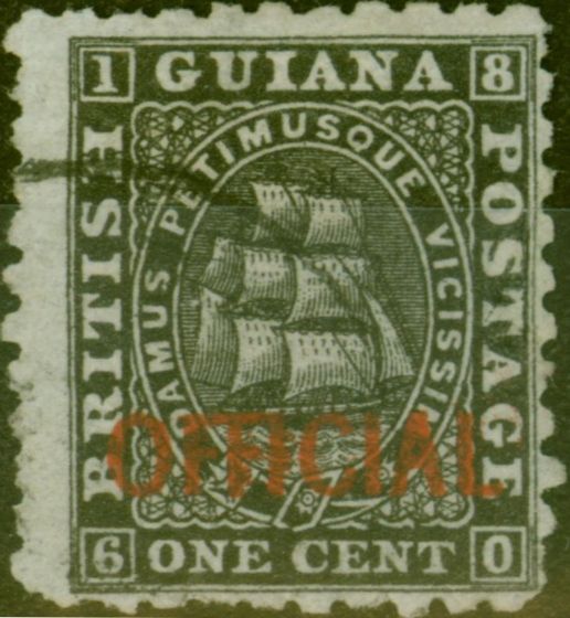Valuable Postage Stamp from British Guiana 1875 1c Black SG01var Sloping O Fine Used