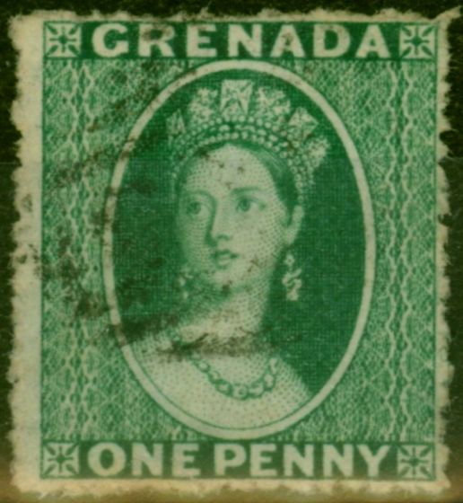 Rare Postage Stamp Grenada 1864 1d Green SG4a Wmk Sideways Fine Used