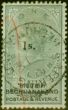 Old Postage Stamp  Bechuanaland 1888 1s on 1s Green & Black SG28 Good Used
