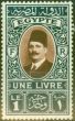 Collectible Postage Stamp from Egypt 1927 £1 Chestnut & Greenish Slate SG170 Fine Mtd Mint