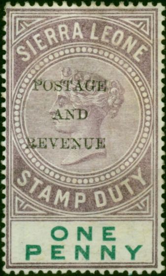 Rare Postage Stamp Sierra Leone 1897 1d Dull Purple & Green SG54 Fine MM