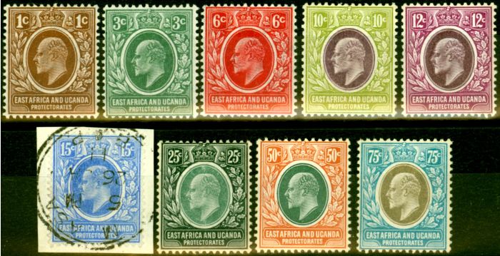 Rare Postage Stamp from B.E.A KUT 1907-08 Set of 9 SG34-42 Fine Mtd Mint 15c Used