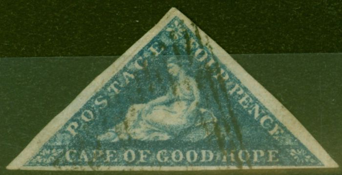Old Postage Stamp from Cape of Good Hope 1863 4d Steel Blue SG19c Fine Used