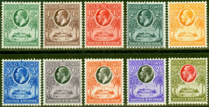 Old Postage Stamp from Gold Coast 1928 Set of 10 SG103-112 Fine Mounted Mint