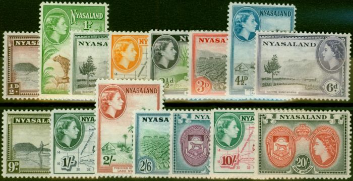 Valuable Postage Stamp from Nyasaland 1953 Set of 15 SG173-187 Fine LMM