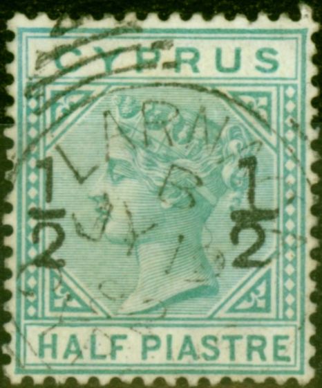 Old Postage Stamp from Cyprus 1882 1/2d on 1/2pi Emerald Green SG23 Fine Used