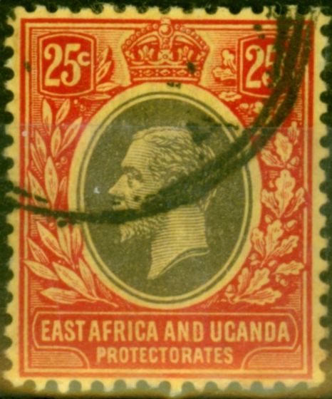 Collectible Postage Stamp East Africa KUT 1916 25c on Lemon SG50b Fine Used