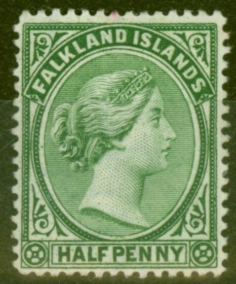 Valuable Postage Stamp from Falkland Islands 1894 1/2d Dp Yellow Green SG17 Fine Mtd Mint