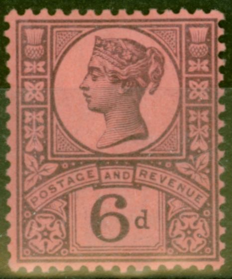 Collectible Postage Stamp from GB 1887 6d Purple & Rose-Red SG208 Fine MNH