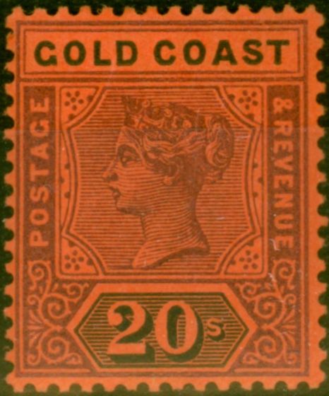 Collectible Postage Stamp from Gold Coast 1894 20s Dull Mauve & Black-Red SG25 V.F Lightly Mtd Mint