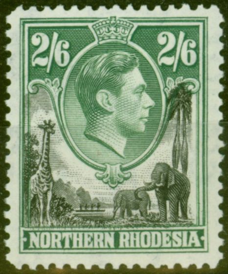 Old Postage Stamp from Northern Rhodesia 1938 2s6d Black & Green SG41 Fine MNH