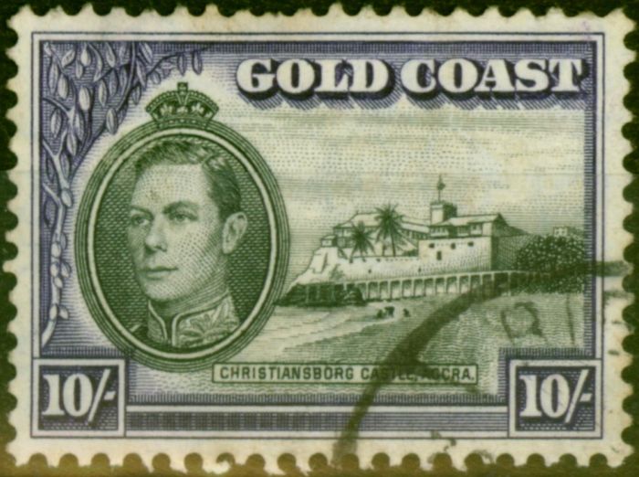 Old Postage Stamp from Gold Coast 1940 10s Black & Violet SG132 Fine Used (2)