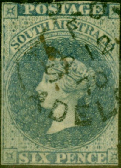 Collectible Postage Stamp from South Australia 1860 6d Indigo SG33a Good Used