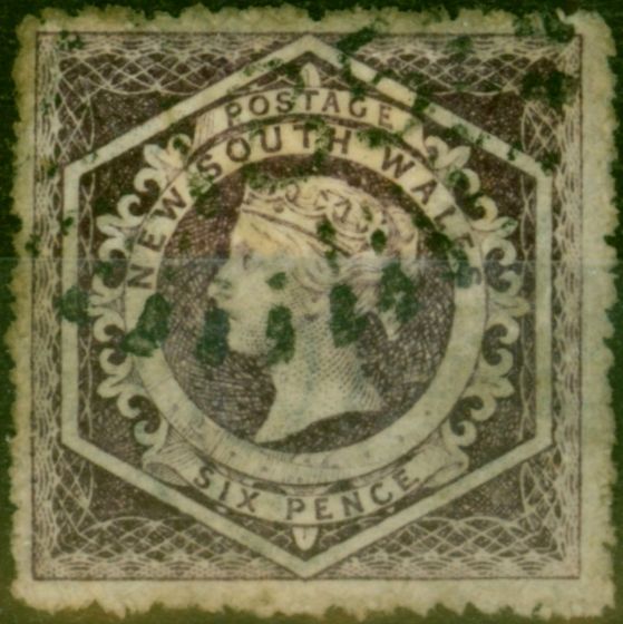 Rare Postage Stamp N.S.W 1860 6d Mauve SG147 P.12 Good Used