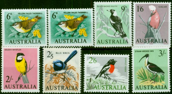 Australia 1964-65 Birds Set of 8 SG363-369 V.F VLMM. Queen Elizabeth II (1952-2022) Mint Stamps