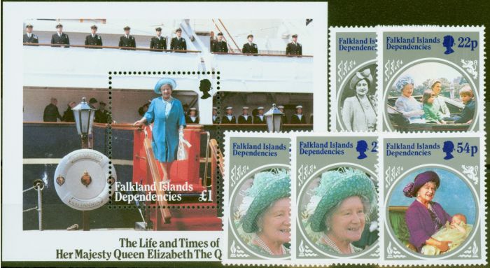 Valuable Postage Stamp from Falkland Is Dep 1985 Queen Mother set of 6 SG126-MS133 V.F MNH