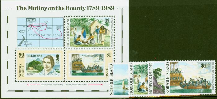 Old Postage Stamp from Norfolk Island 1989 Bicentenary Mutiny on The Bounty set of 5 SG460-MS464 V.F MNH