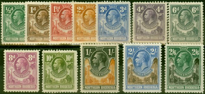 Collectible Postage Stamp Northern Rhodesia 1925 Set of 2 to 2s6d SG1-12 Good to Fine LMM