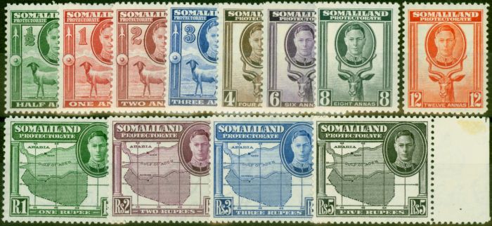 Old Postage Stamp Somaliland 1942 Set of 12 SG105-116 Fine LMM