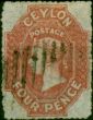 Ceylon 1861 4d Rose-Red SG30 Fine Used Queen Victoria (1840-1901) Collectible Stamps