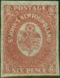 Collectible Postage Stamp Newfoundland 1862 6d Rose-Lake SG20 Fine Unused