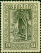 Rare Postage Stamp from Papua 1932 £1 Black & Olive-Grey SG145 Good Mtd Mint