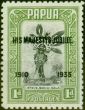 Rare Postage Stamp Papua 1935 1d Black & Green SG150a 'Accent Flaw' V.F VLMM