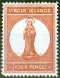 Valuable Postage Stamp from Virgin Islands 1887 4d Chestnut SG35 Fine Mtd Mint