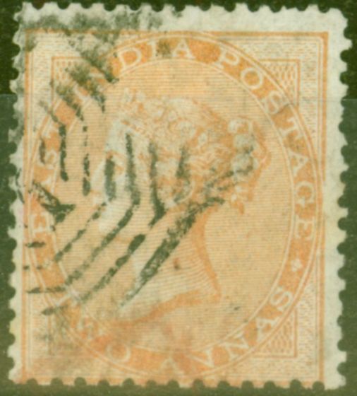 Old Postage Stamp from Penang 1856 2a Orange of India SGZ33 Cancel Good Used