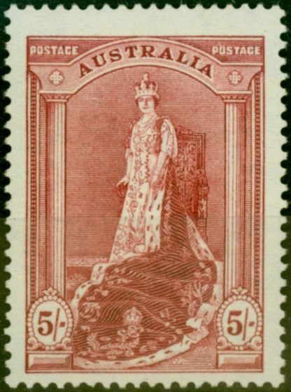 Valuable Postage Stamp from Australia 1938 5s Claret SG176 Fine Lightly Mtd Mint