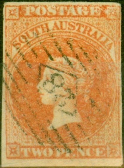 Collectible Postage Stamp from South Australia 1858 2d Orange-Red SG7 Good Used