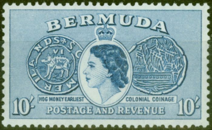 Valuable Postage Stamp from Bermuda 1957 10s Ultramarine SG149a V.F MNH