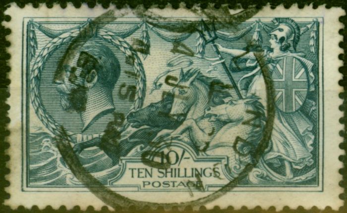 Collectible Postage Stamp GB 1919 10s Dull Grey-Blue SG417 Good Used Stamp