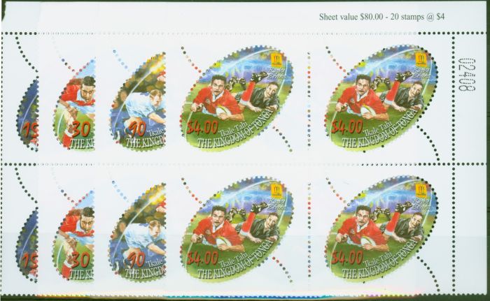 Rare Postage Stamp from Tonga 2002 Rugby Sevens set of 4 SG1523-1526 V.F MNH Corner Blocks of 4