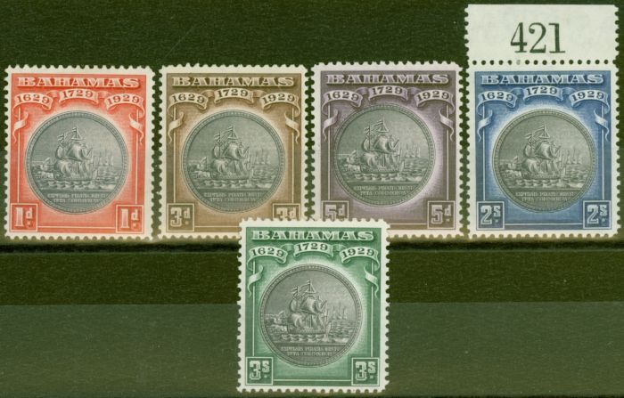 Valuable Postage Stamp from Bahamas 1930 Tercentenary set of 5 SG126-130 V.F Lightly Mtd Mint