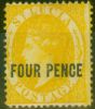 Old Postage Stamp from St Lucia 1882 4d Yellow SG27 Fine & Fresh Lightly Mtd Mint.