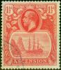 Ascension 1924 1 1/2d Rose-Red SG12b 'Torn Flag' V.F.U  King George V (1910-1936) Old Stamps