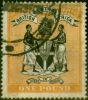 Collectible Postage Stamp B.C.A Nyasaland 1895 £1 Black & Yellow-Orange SG29 Good Used Fiscal Cancel