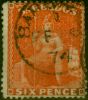 Old Postage Stamp Barbados 1872 6d Orange-Vermilion SG53 Ave Used
