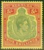 Old Postage Stamp from Bermuda 1938 5s Green & Red-Yellow SG118 Fine Mtd Mint