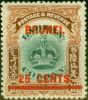 Old Postage Stamp from Brunei 1906 25c on 16c Green & Brown SG19 Fine & Fresh Mtd Mint