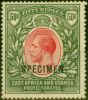 Rare Postage Stamp East Africa KUT 1912 50R Dull Rose-Red & Dull Greyish Green Specimen SG61s Fine MM