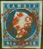 Collectible Postage Stamp Gambia 1869 6d Blue SG3a Good Used (2)