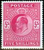 Valuable Postage Stamp from GB 1902 5s Brt Carmine SG263 Fine Lightly Mtd Mint