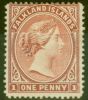 Old Postage Stamp from Falkland Islands 1891 1d Orange Red-Brown SG18 Fine Mtd Mint