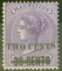 Old Postage Stamp from Mauritius 1891 2c on 38c on 9d Pale Violet SG120 V.F Very Lightly Mtd Mint